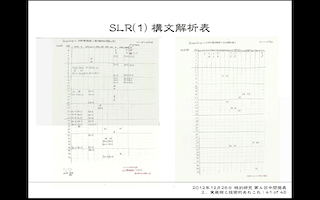 図3-10 SLR構文解析表（研究中間発表(4)より）